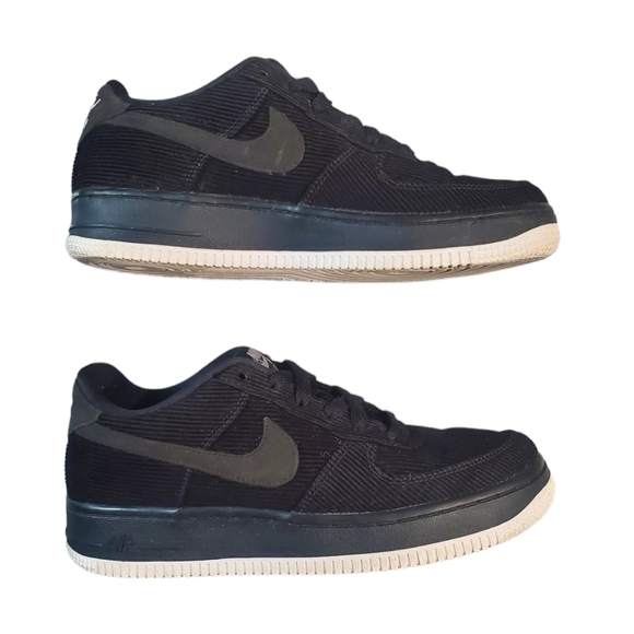 Nike Air Force 1LV8 Shoes Size 5Y Black Lace Up Corduroy Sneakers - Picture 2 of 11
